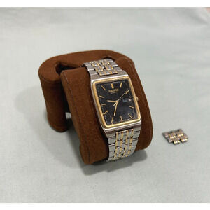 Vintage SEIKO 7N33-5A09 Mens Tank Dress Watch – Two-Tone – Black Dial – Day/Date